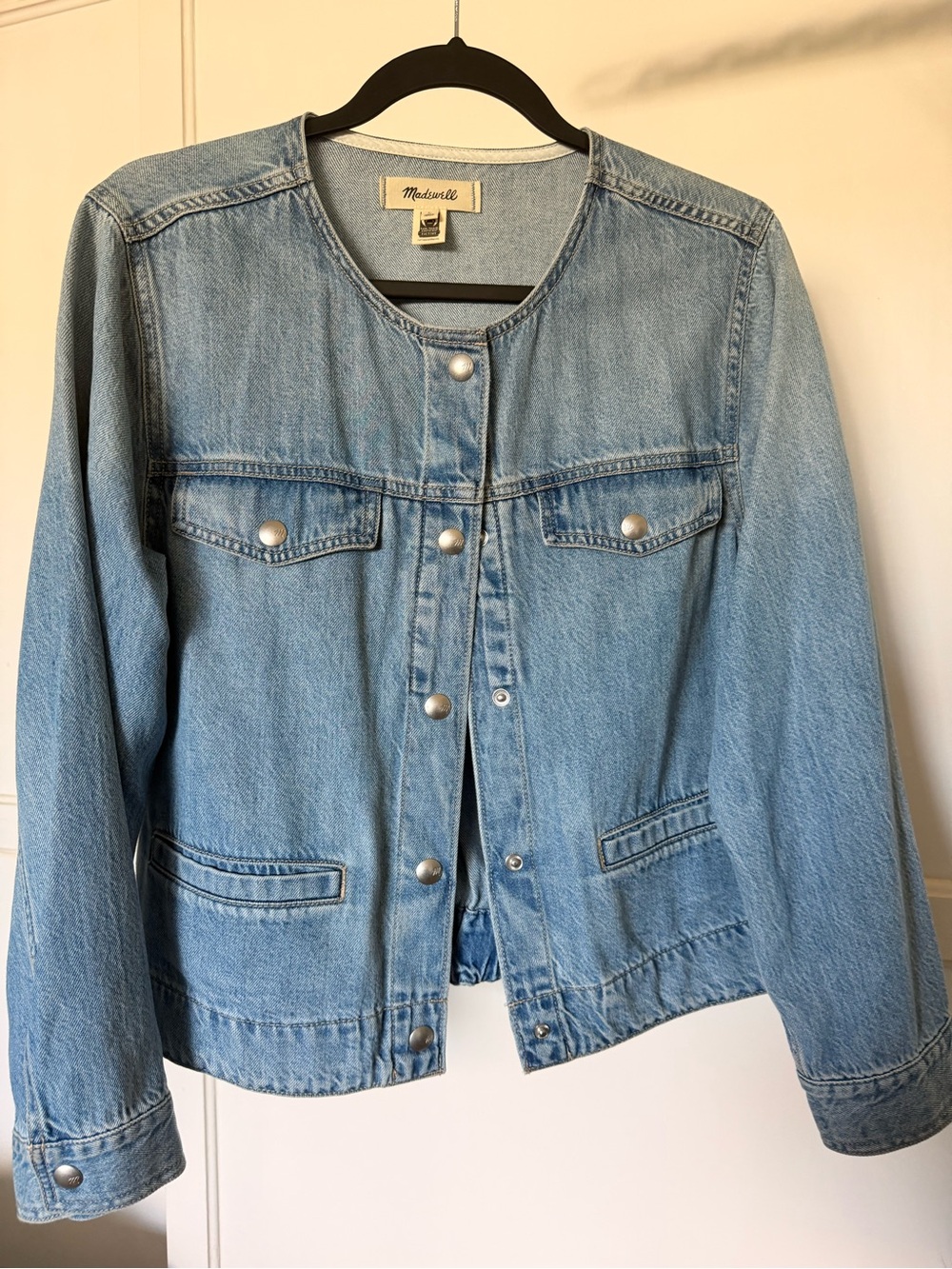 Madewell Classic Collarless Light Wash Denim Jacket